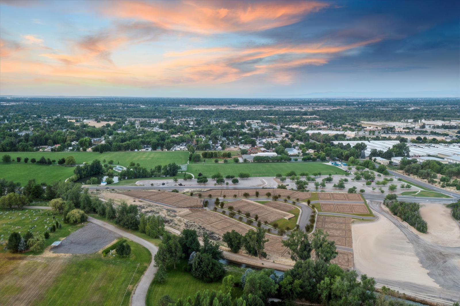 Brio Vista aerial rendering, 36-lot hillside subdivision, Boise Idaho